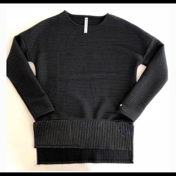 Bre Ribbed Faux Leather Hem L/S Tunic - Picture 2 of 2